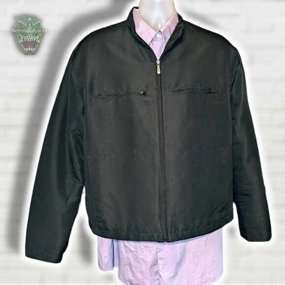 LONDON Fog Towne Black Lightweight Zip Up Bomber Style Quilted Lining Jacket, La - Picture 5 of 5